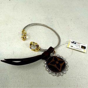 Upcycled Pendant Bracelet, Women's OS - Brown/Silver/Gold